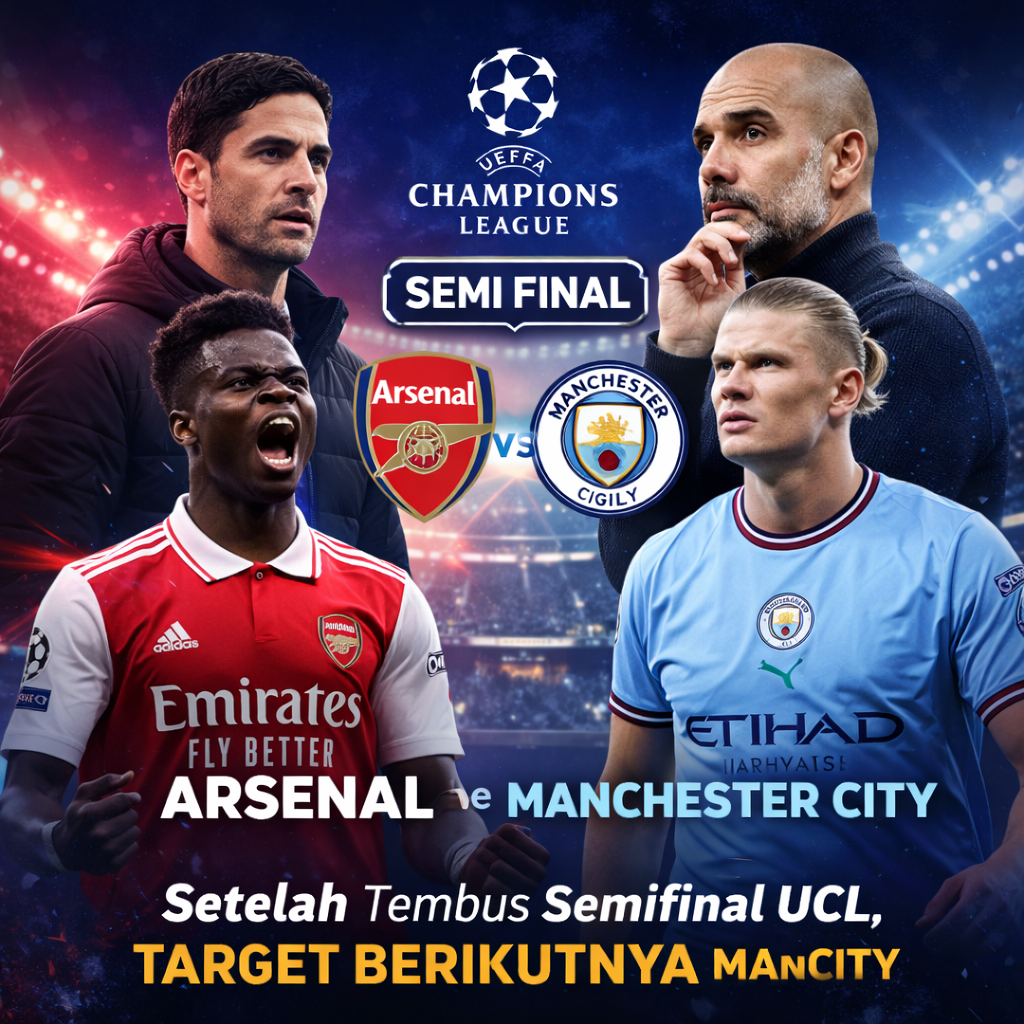 Arsenal dalam momentum besar usai semifinal Liga Champions. Tantangan berikutnya adalah menghadapi Manchester City di laga penentu.